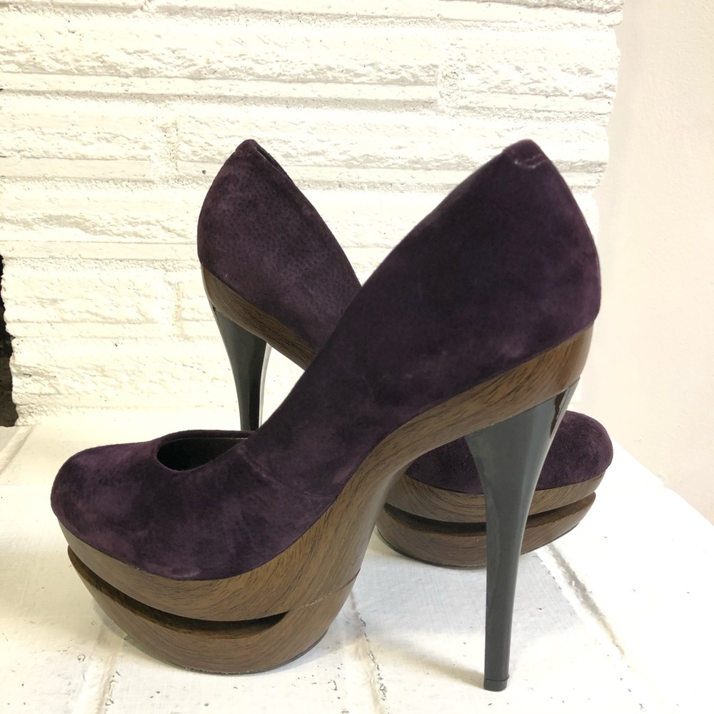 Jessica Simpson purple platform heels